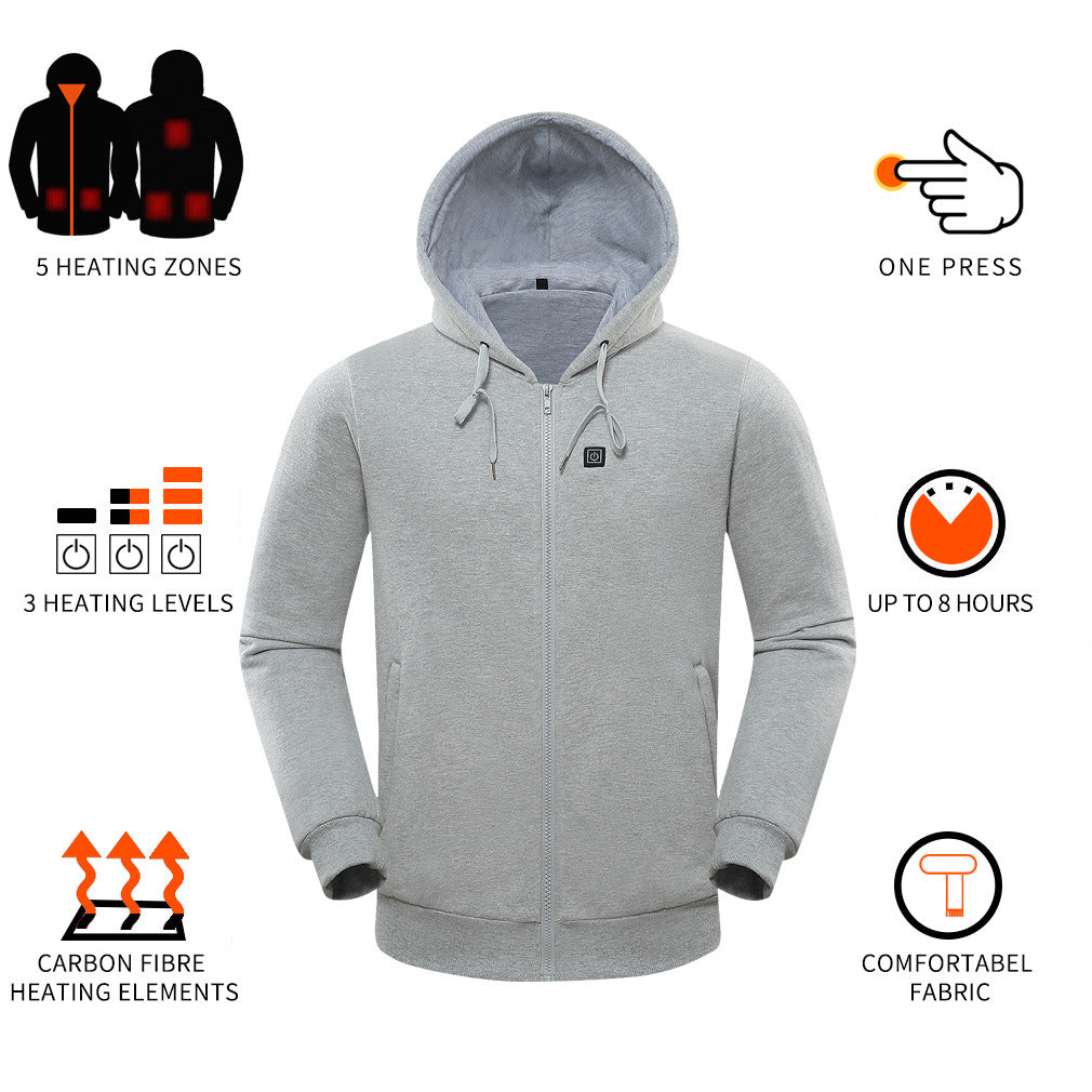 USB heated hoodie, comfortable and warm, power bank, charging and heating hoodie, heating jacket, electric heating jacket