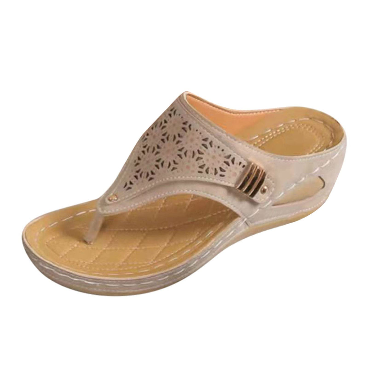 Women's Summer Comfortable Leather Shoes Orthopedic Women's Comfort Chic Summer Lightweight Leather Slides with Buckle Wedge Shoe Thick Wedges Leather Mules for Women