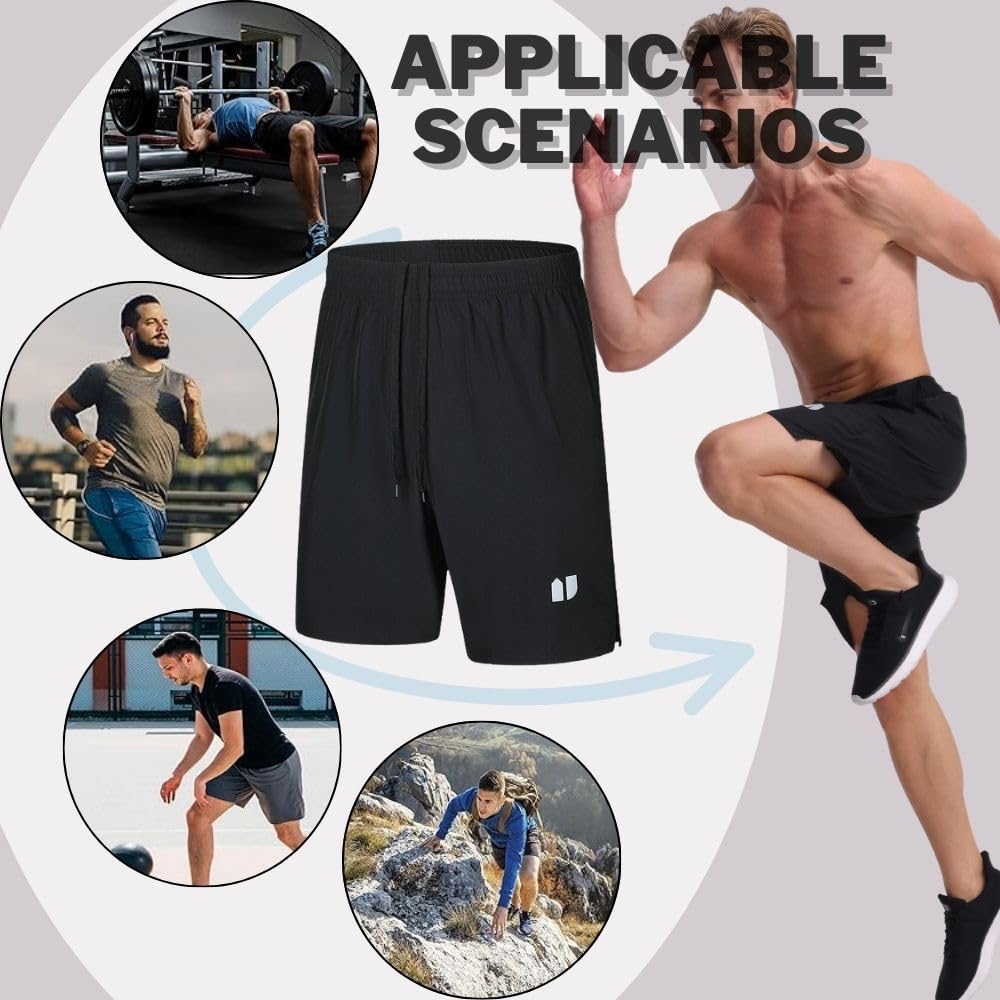 5 Pack Mens Running Shorts Quick Dry Jogging Shorts Mens Sports Shorts with Pockets Elastic Waist