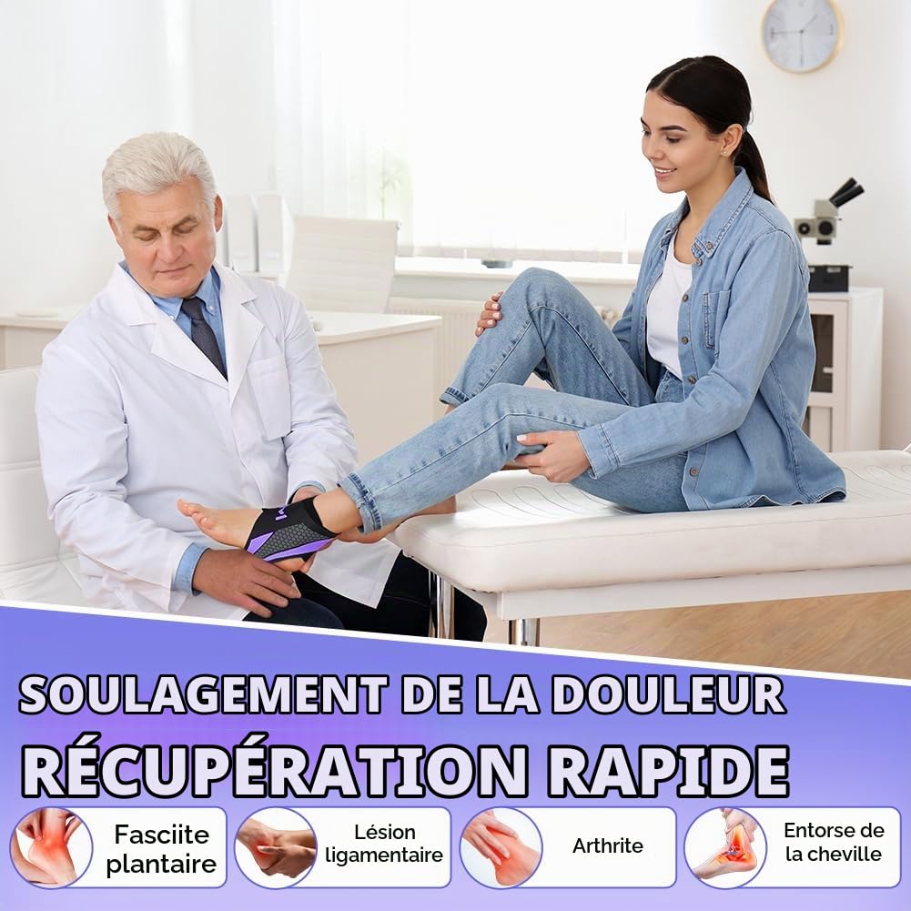 Beugo 2PCS Chevillère Réglable,Respirante, Légère, Violet foncé