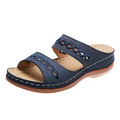 Women's Summer Comfortable Leather Shoes Orthopedic Women's Comfort Chic Summer Lightweight Leather Slides with Buckle Wedge Shoe Thick Wedges Leather Mules for Women