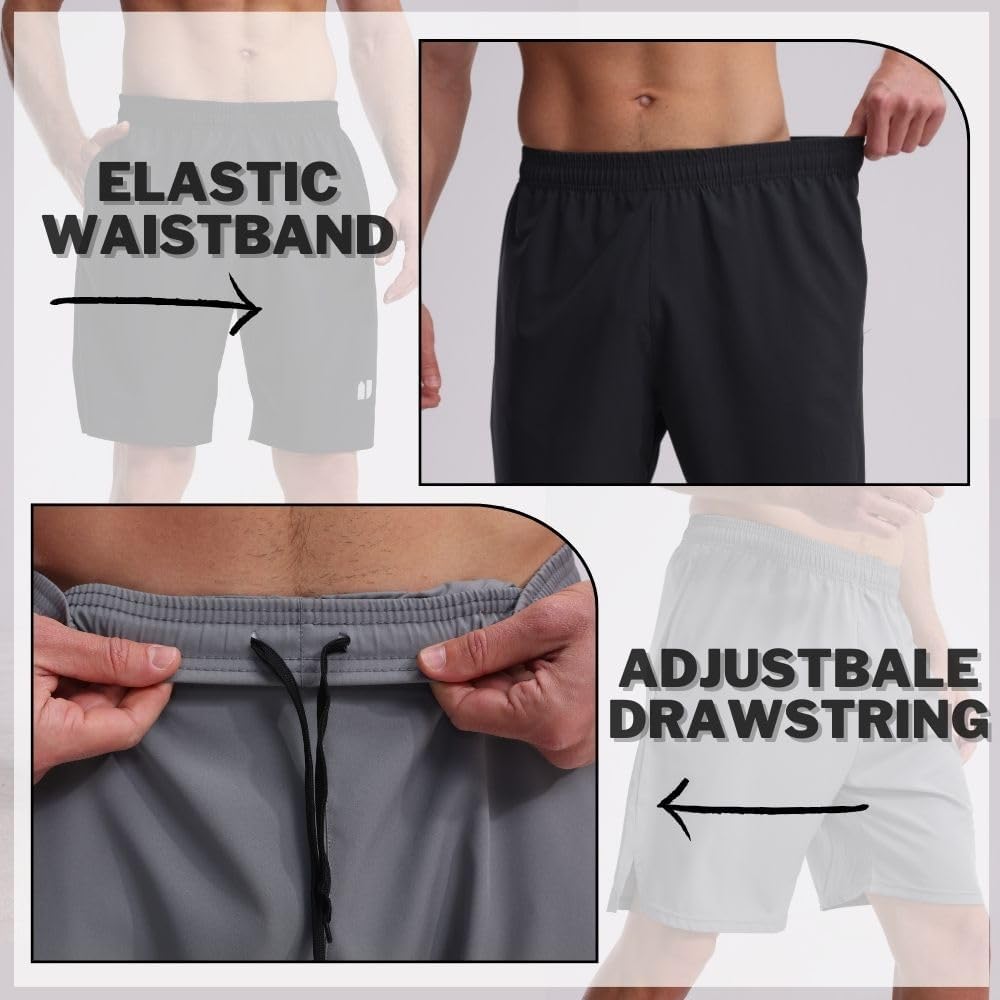 5 Pack Mens Running Shorts Quick Dry Jogging Shorts Mens Sports Shorts with Pockets Elastic Waist