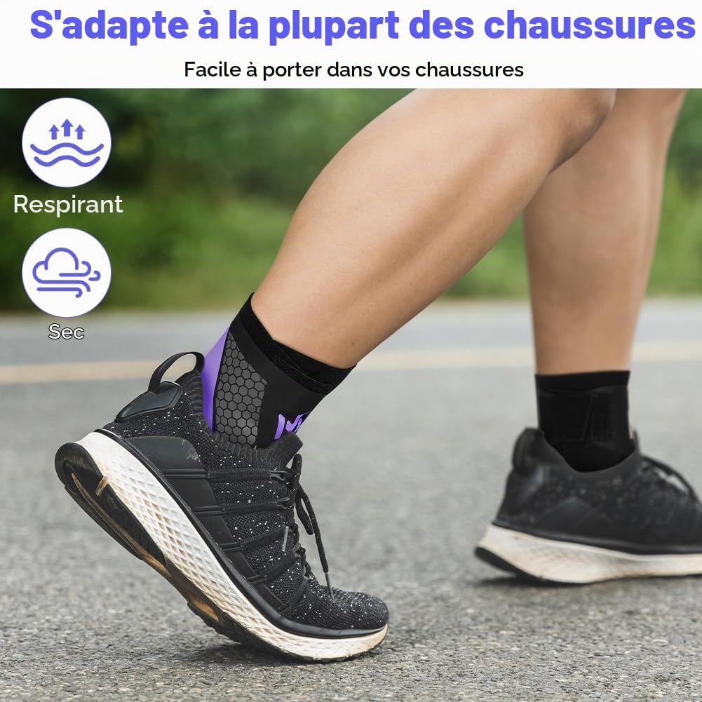 Beugo 2PCS Chevillère Réglable,Respirante, Légère, Violet foncé