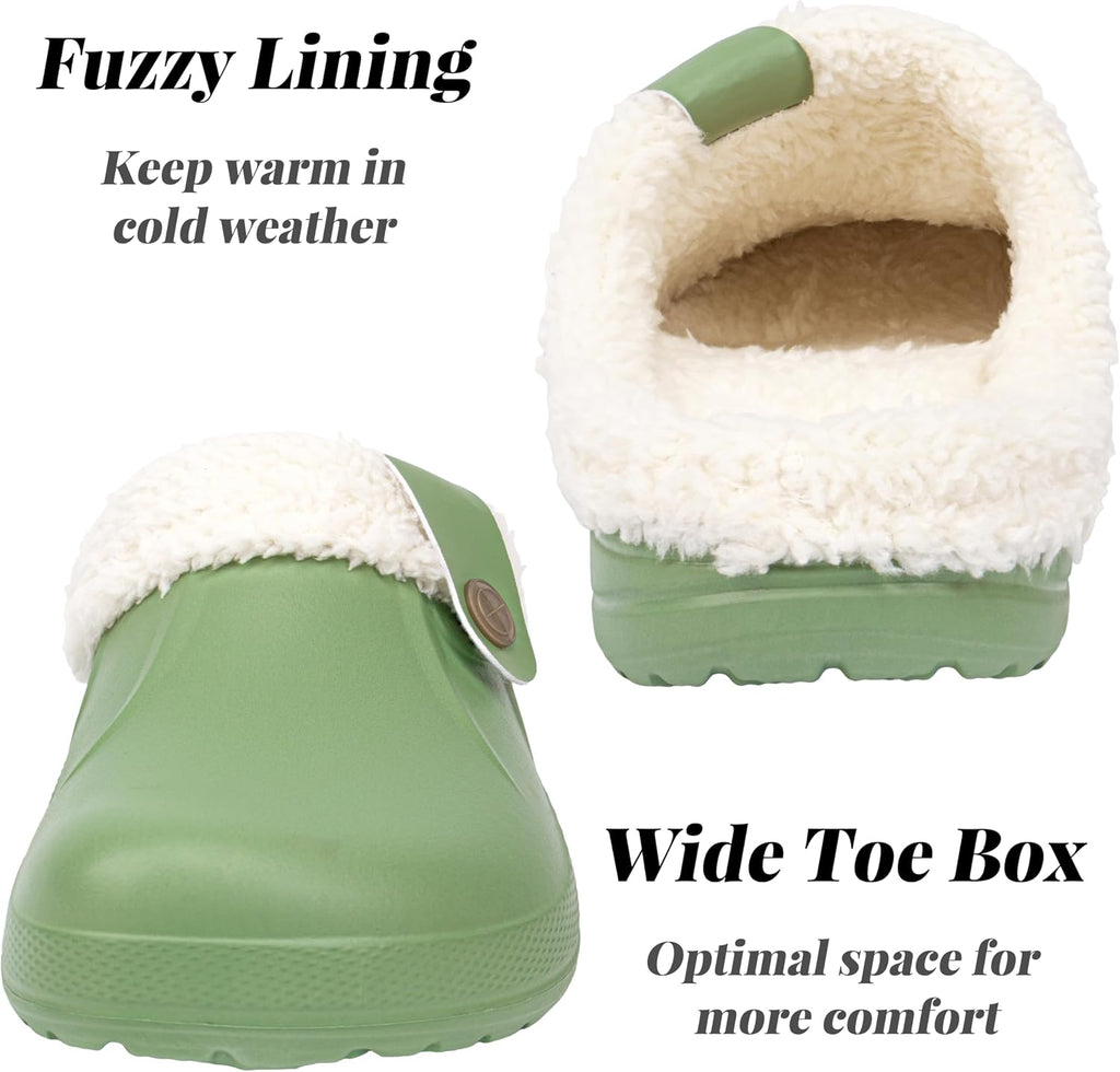 ChayChax Femme Hiver Sabots Fourrées Homme Pantoufles Chaud Peluche Chaussons Maison Imperméables Chaussures de Jardin Intérieur et Extérieur