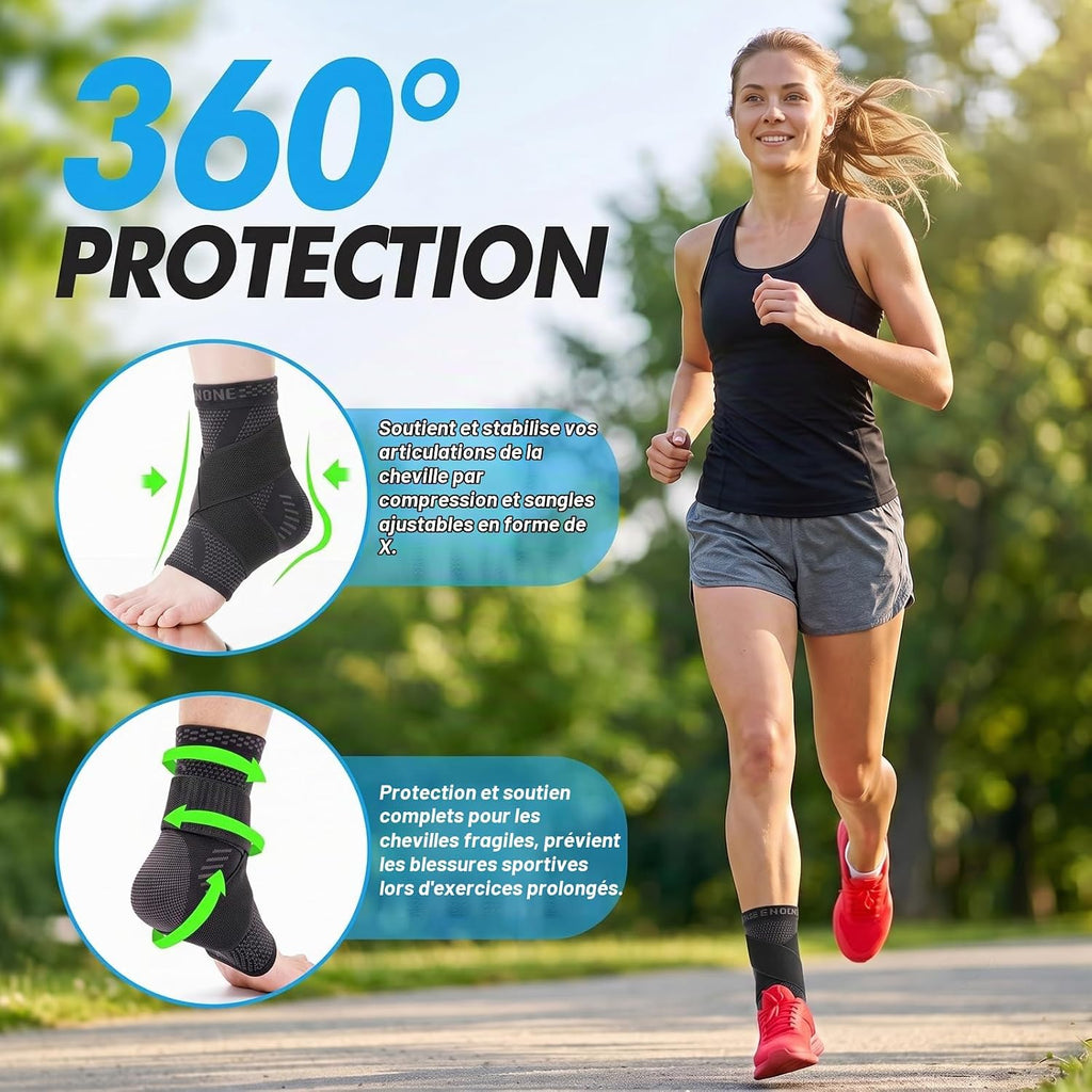 Lusenone Adjustable Ankle Support Sprain, Sports Support Ankle Brace Compression for Sprain, Plantar Fasciitis, Tendonitis Achilles Tendonitis, Right and Left Ankle Guard, Black