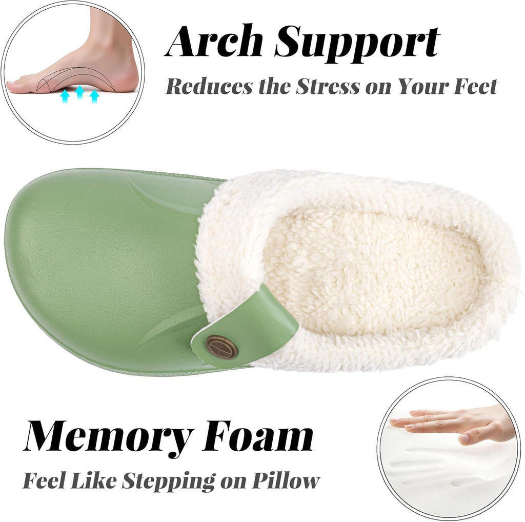 ChayChax Femme Hiver Sabots Fourrées Homme Pantoufles Chaud Peluche Chaussons Maison Imperméables Chaussures de Jardin Intérieur et Extérieur