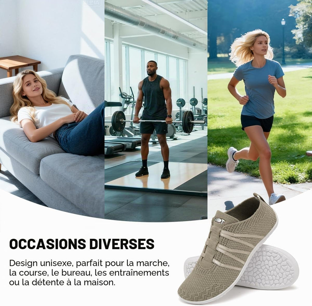 Barefoot Womens Mens Trainers No Lace Up Shoes Size 4-11 UK