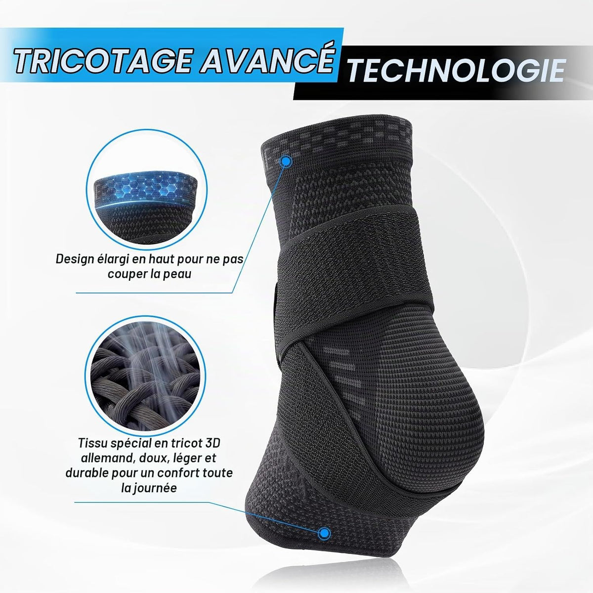Lusenone Adjustable Ankle Support Sprain, Sports Support Ankle Brace Compression for Sprain, Plantar Fasciitis, Tendonitis Achilles Tendonitis, Right and Left Ankle Guard, Black
