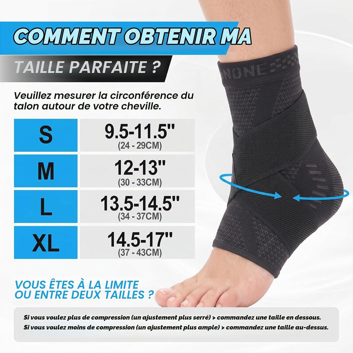 Lusenone Adjustable Ankle Support Sprain, Sports Support Ankle Brace Compression for Sprain, Plantar Fasciitis, Tendonitis Achilles Tendonitis, Right and Left Ankle Guard, Black