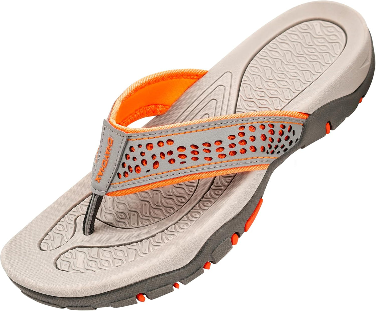 ChayChax Men's Flip-Flops Sports Sandals Arch Support Flip Flop Shoes Beach and Pool Non-Slip