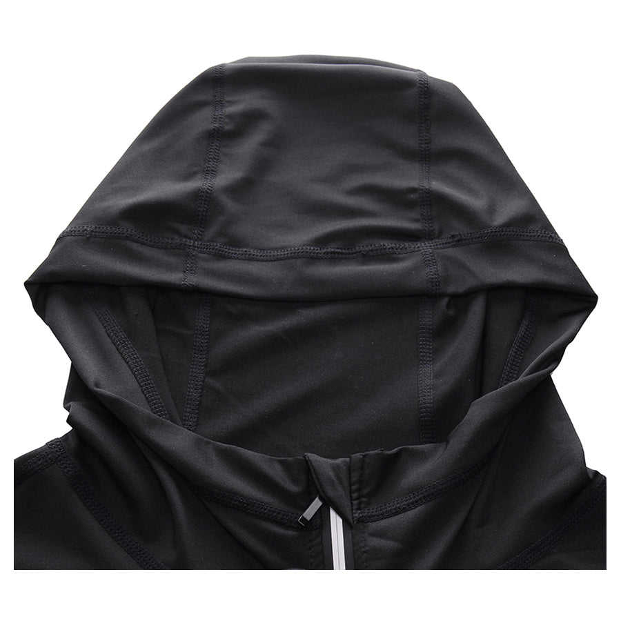 New Rashgard Hooded Sport Shirt Men Long Sleeve Zipper Running T Shirt Men Hoody Compression Shirt Gym Tshirt Fitness Top