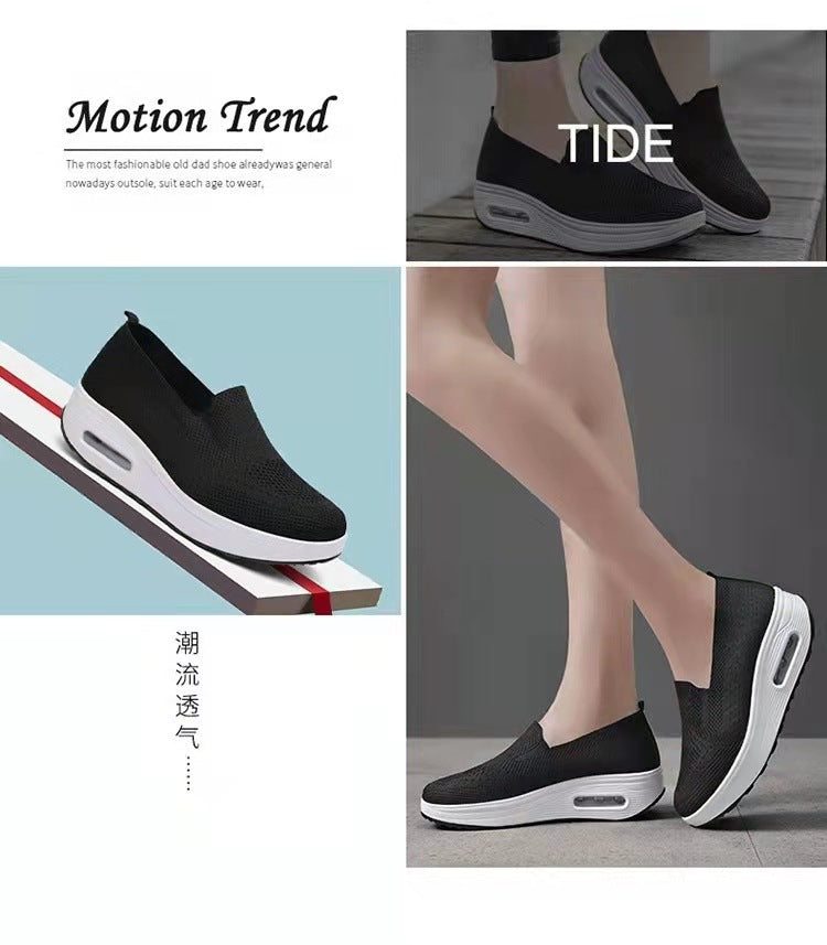 Women's Sports Shoes Cross-Border Foreign Trade 2026Casual Shoes Mesh Slip-On Height-Increasing Walking Shoes for Women