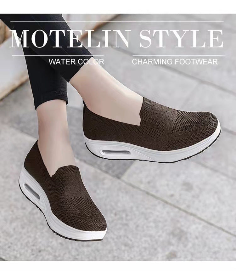 Women's Sports Shoes Cross-Border Foreign Trade 2026Casual Shoes Mesh Slip-On Height-Increasing Walking Shoes for Women