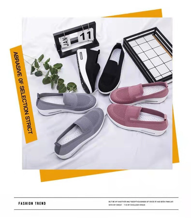 Women's Sports Shoes Cross-Border Foreign Trade 2026Casual Shoes Mesh Slip-On Height-Increasing Walking Shoes for Women