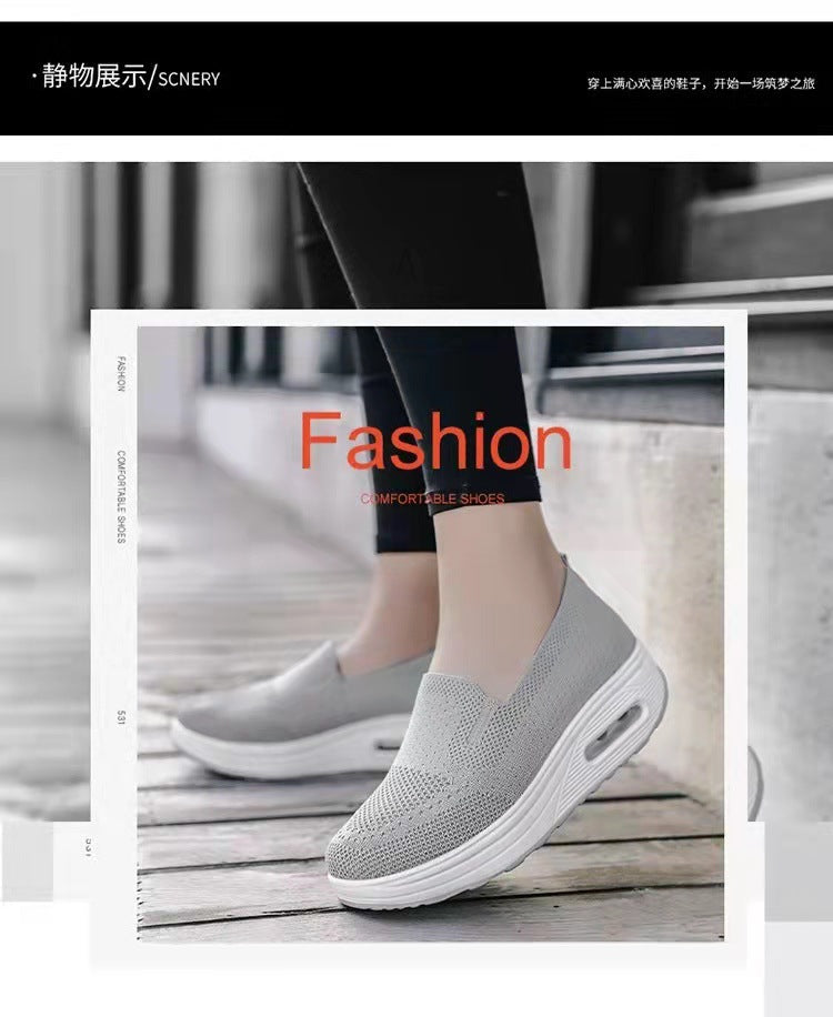Women's Sports Shoes Cross-Border Foreign Trade 2026Casual Shoes Mesh Slip-On Height-Increasing Walking Shoes for Women