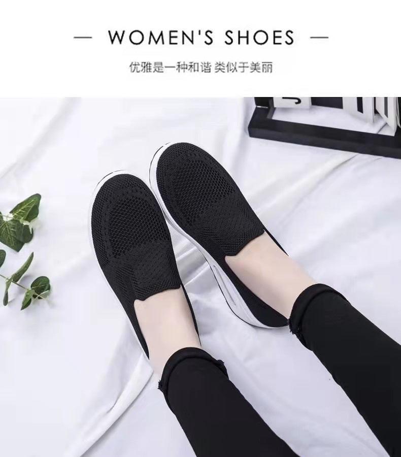 Women's Sports Shoes Cross-Border Foreign Trade 2026Casual Shoes Mesh Slip-On Height-Increasing Walking Shoes for Women