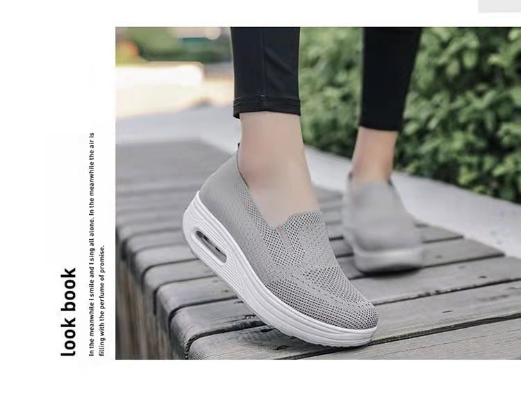 Women's Sports Shoes Cross-Border Foreign Trade 2026Casual Shoes Mesh Slip-On Height-Increasing Walking Shoes for Women