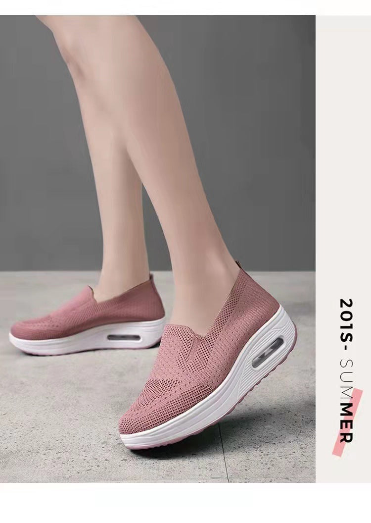 Women's Sports Shoes Cross-Border Foreign Trade 2026Casual Shoes Mesh Slip-On Height-Increasing Walking Shoes for Women