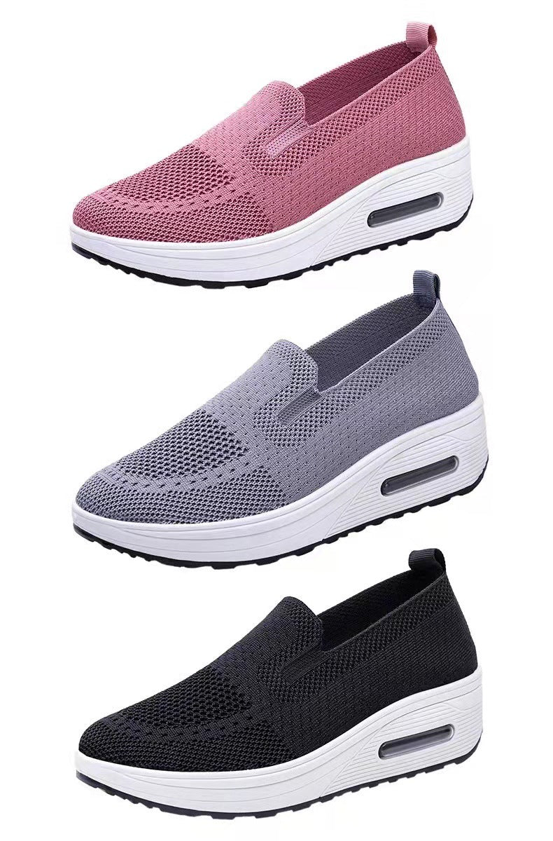 Women's Sports Shoes Cross-Border Foreign Trade 2026Casual Shoes Mesh Slip-On Height-Increasing Walking Shoes for Women