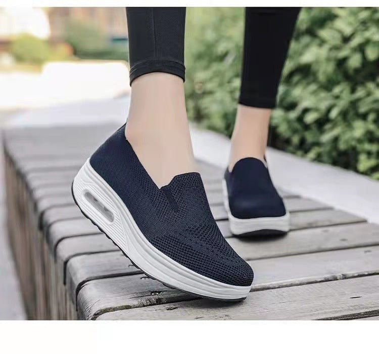 Women's Sports Shoes Cross-Border Foreign Trade 2026Casual Shoes Mesh Slip-On Height-Increasing Walking Shoes for Women