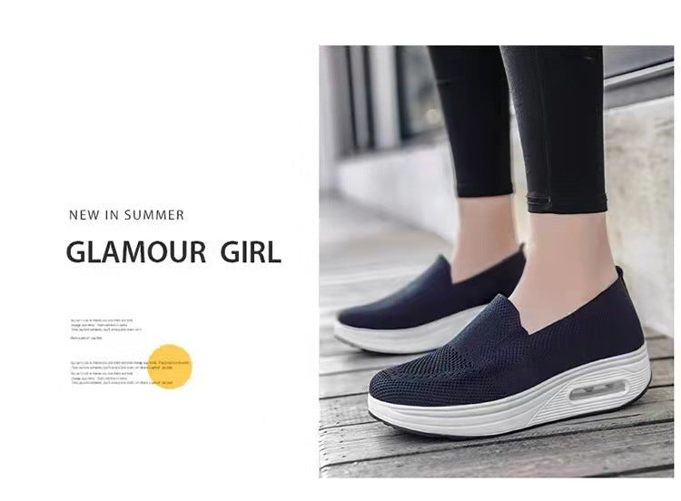 Women's Sports Shoes Cross-Border Foreign Trade 2026Casual Shoes Mesh Slip-On Height-Increasing Walking Shoes for Women