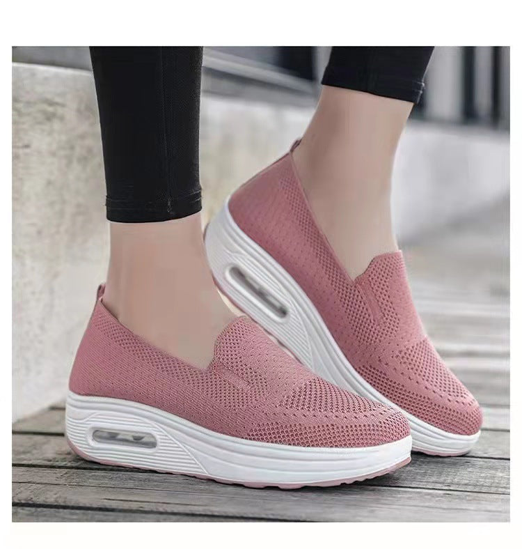 Women's Sports Shoes Cross-Border Foreign Trade 2026Casual Shoes Mesh Slip-On Height-Increasing Walking Shoes for Women