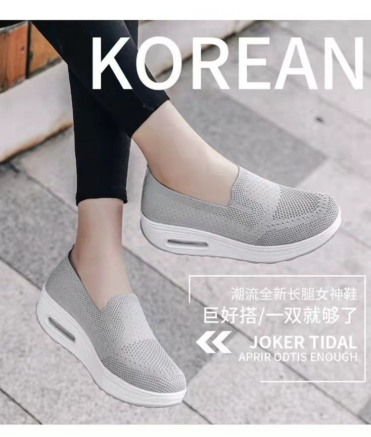 Women's Sports Shoes Cross-Border Foreign Trade 2026Casual Shoes Mesh Slip-On Height-Increasing Walking Shoes for Women