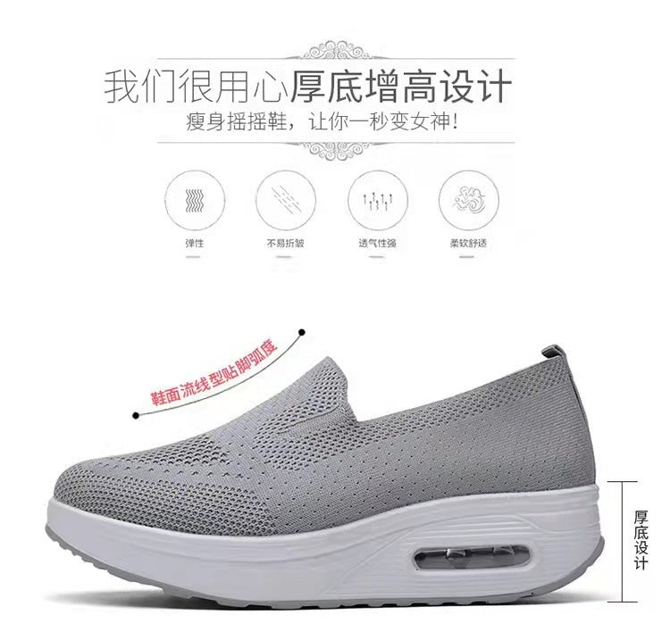 Women's Sports Shoes Cross-Border Foreign Trade 2026Casual Shoes Mesh Slip-On Height-Increasing Walking Shoes for Women
