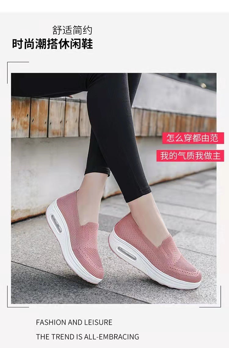 Women's Sports Shoes Cross-Border Foreign Trade 2026Casual Shoes Mesh Slip-On Height-Increasing Walking Shoes for Women