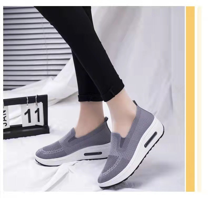 Women's Sports Shoes Cross-Border Foreign Trade 2026Casual Shoes Mesh Slip-On Height-Increasing Walking Shoes for Women