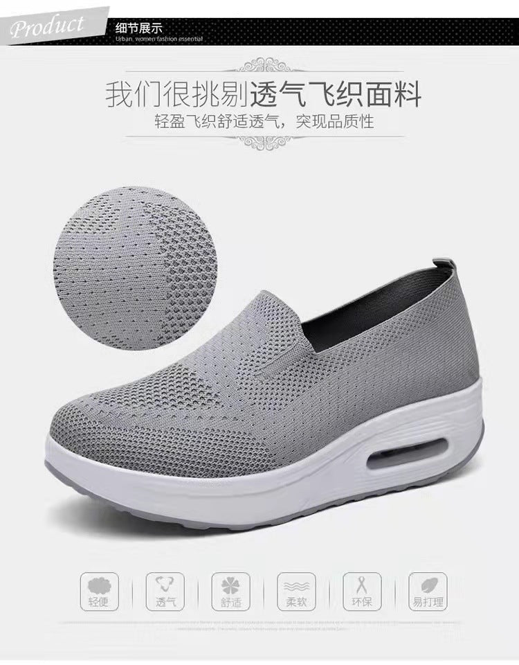 Women's Sports Shoes Cross-Border Foreign Trade 2026Casual Shoes Mesh Slip-On Height-Increasing Walking Shoes for Women