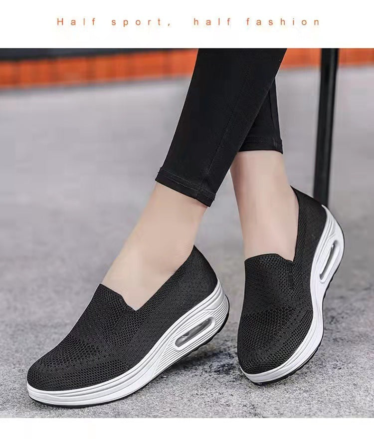 Women's Sports Shoes Cross-Border Foreign Trade 2026Casual Shoes Mesh Slip-On Height-Increasing Walking Shoes for Women