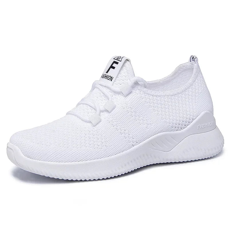 Chaussures de sport décontractées pour femmes en couleurs unies avec empeigne en tricot et semelles souples pour la course à pied, le tennis et les entraînements, idéales pour les voyages